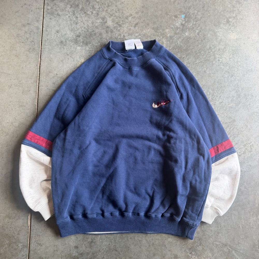 Vintage 90s Nike RARE Colorblock Embroidered Sweatshirt Heavyweight Mens Large